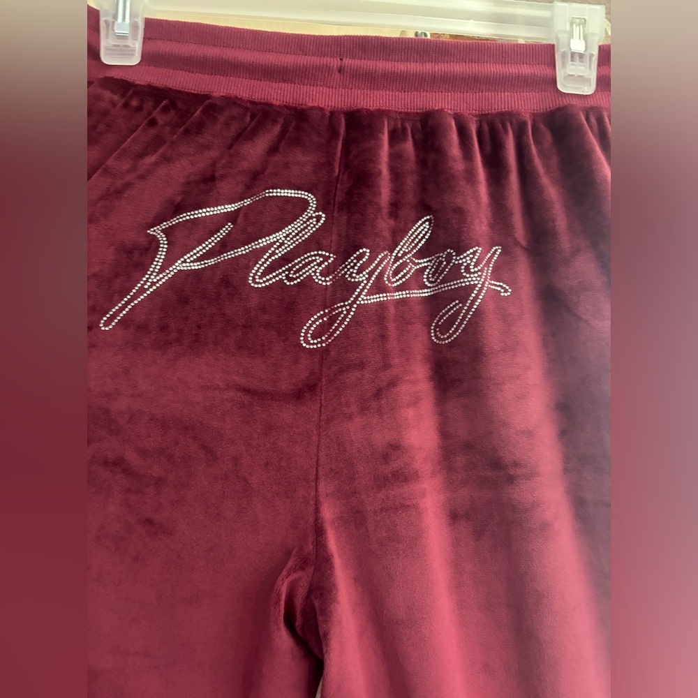 PLAYBOY Burgundy VELOUR Pants